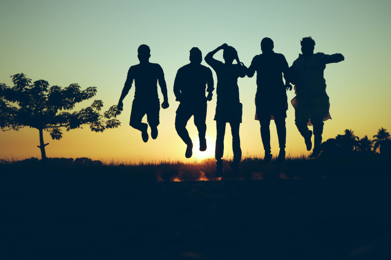 Happy People In Silhouette