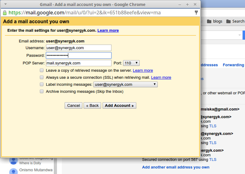 Gmail Server Details