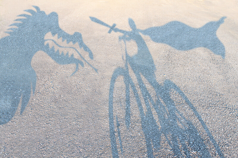 Imagined: Boy On Bike Fighting Fear In The Form Of A Dragon