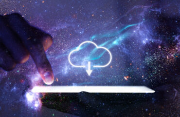 Hand Using Device and The Cloud