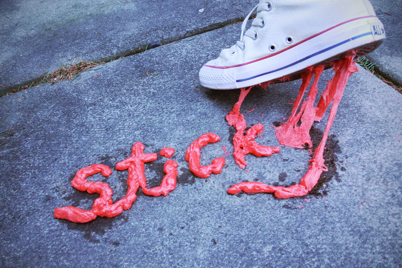 Shoe Stuck In Gum