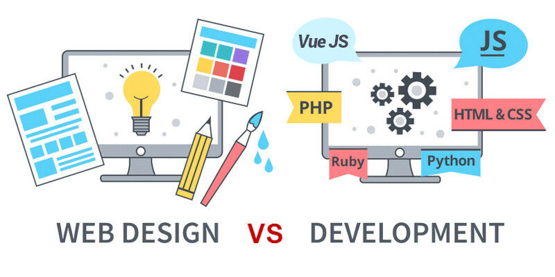 Illustration of Web Design vs Web Development