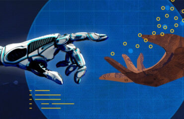 Illustration of AI-Human Touching Hands