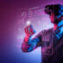 Man manipulating futuristic screen in VR