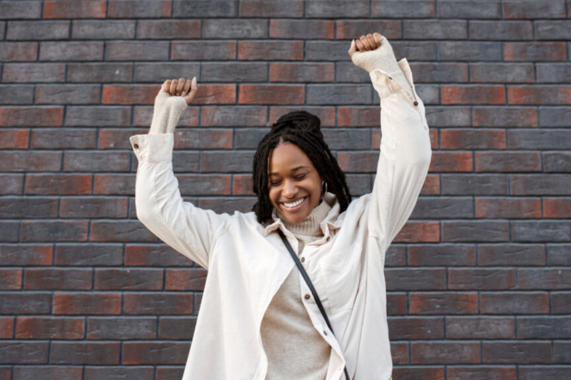 Portrait of happy young woman