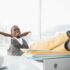 Relaxed businessman sitting in his chair with feet up
