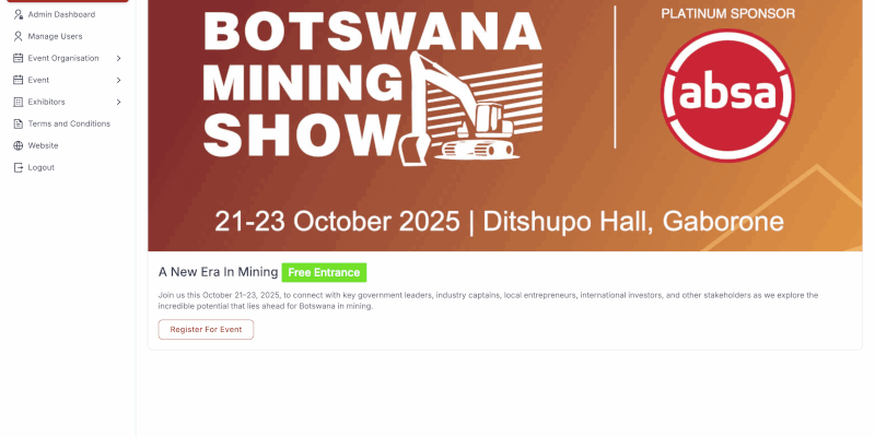 Botswana Mining Show Web App Home
