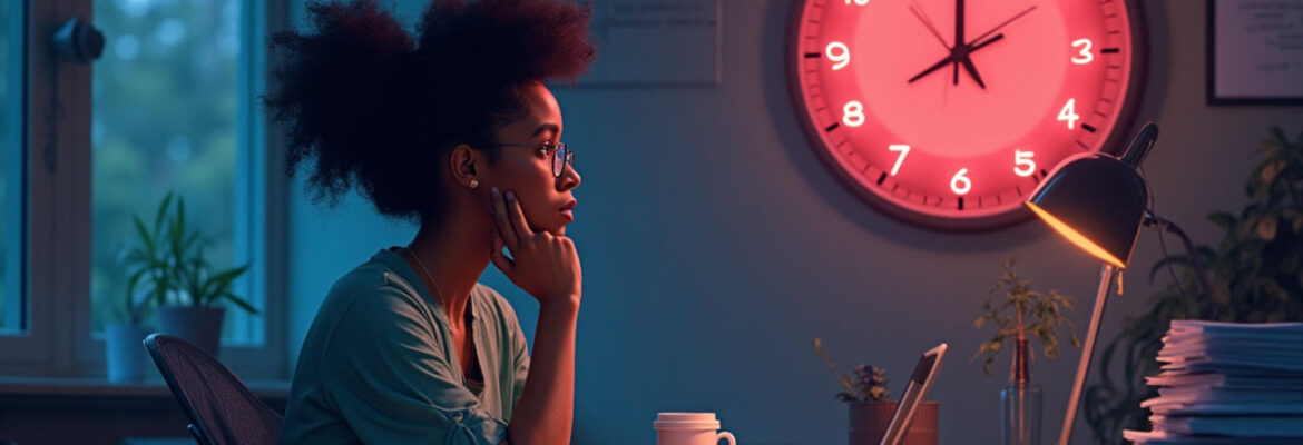 procrastinating woman sitting at a desk staring into space