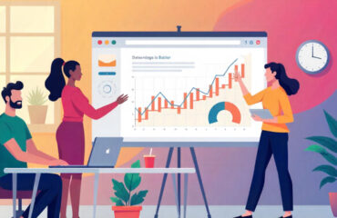 A dynamic illustration of a small diverse team collaborating on a web app launch