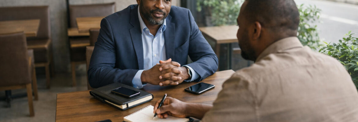2 men having a business meeting in a modern café