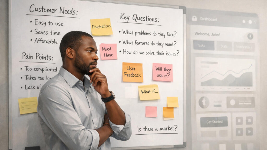 Entrepreneur analysing customer feedback data