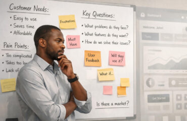 Entrepreneur analysing customer feedback data