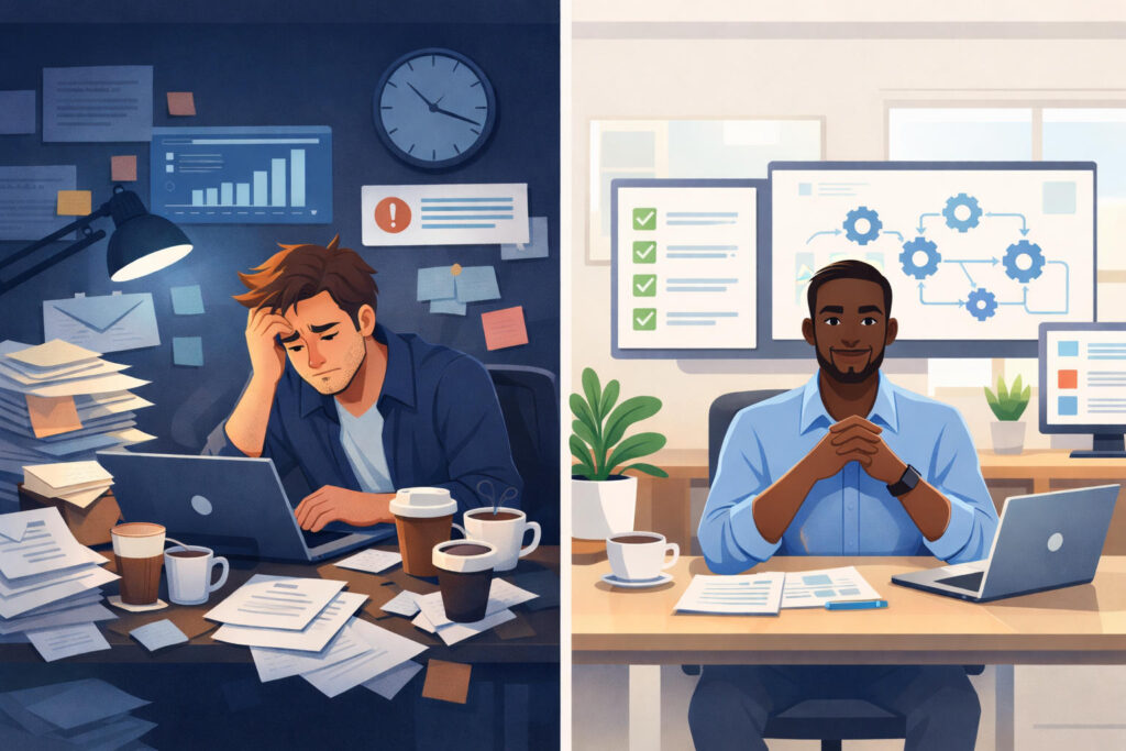 Workplace contrasts-stress vs calm