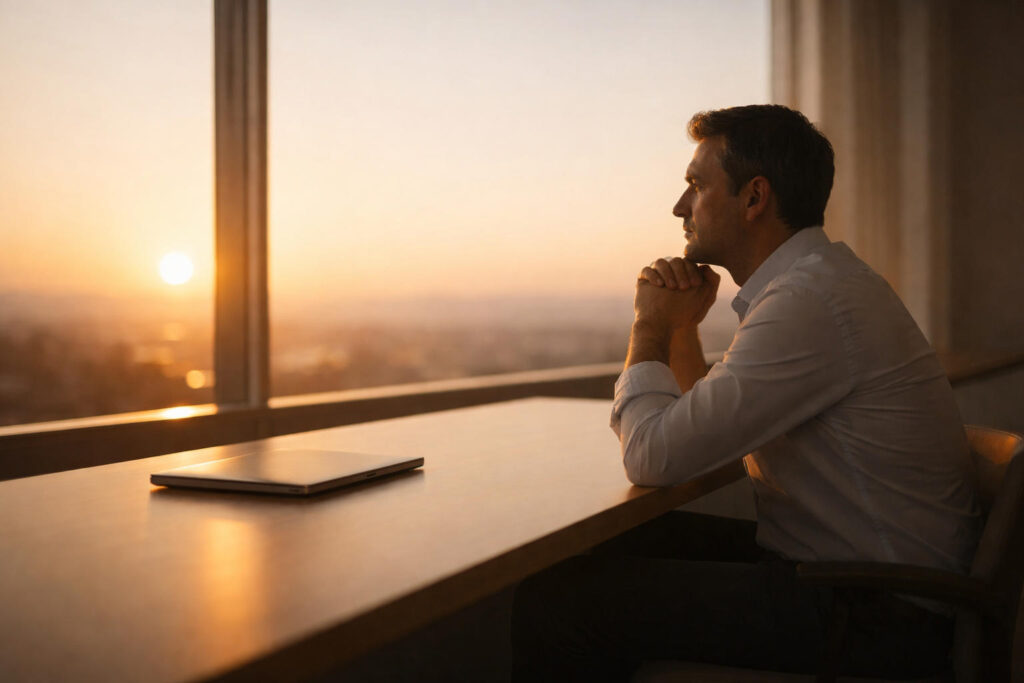 Contemplative morning at the office