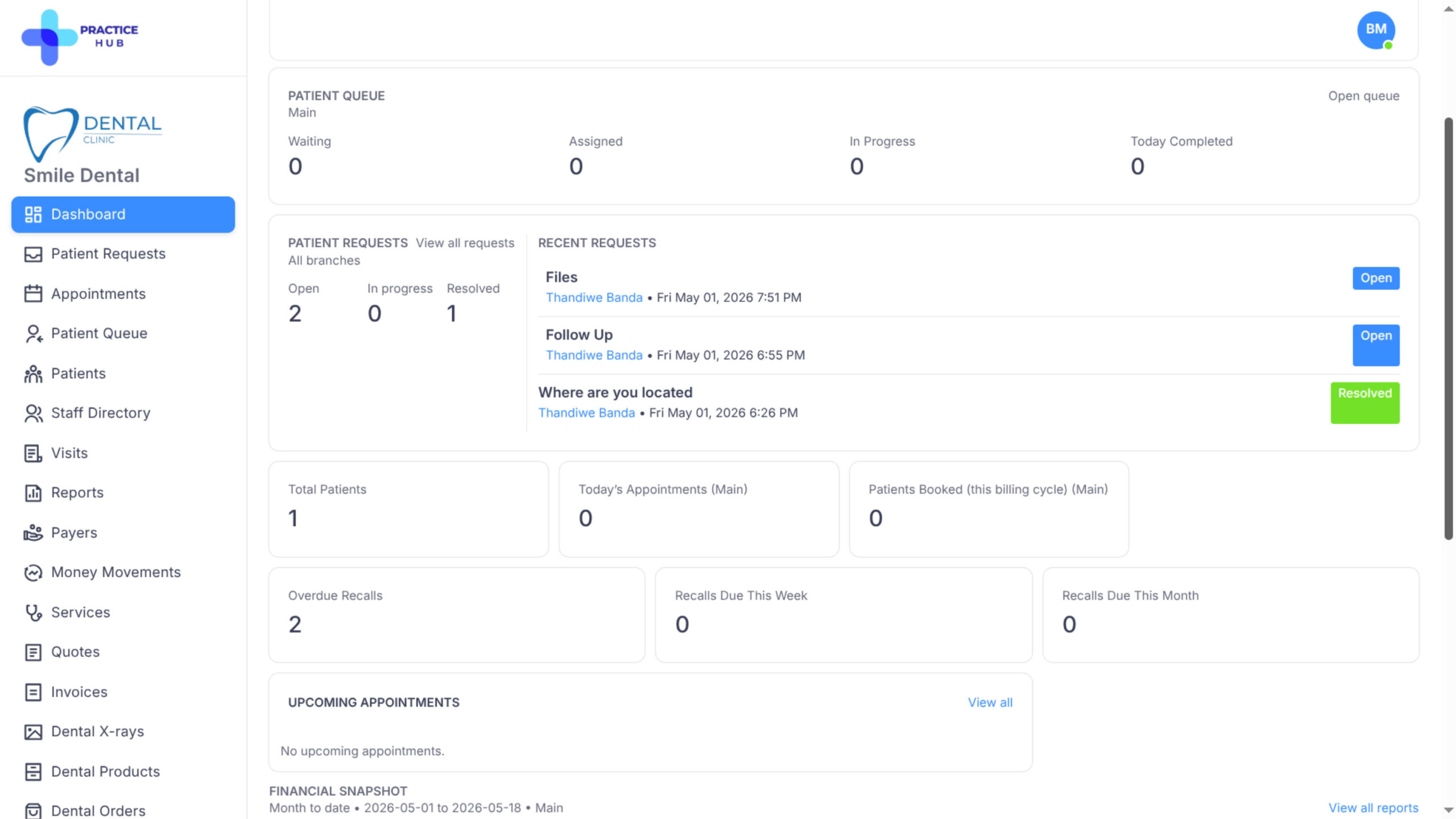 practicehub dashboard