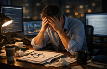 Late-night work stress and exhaustion