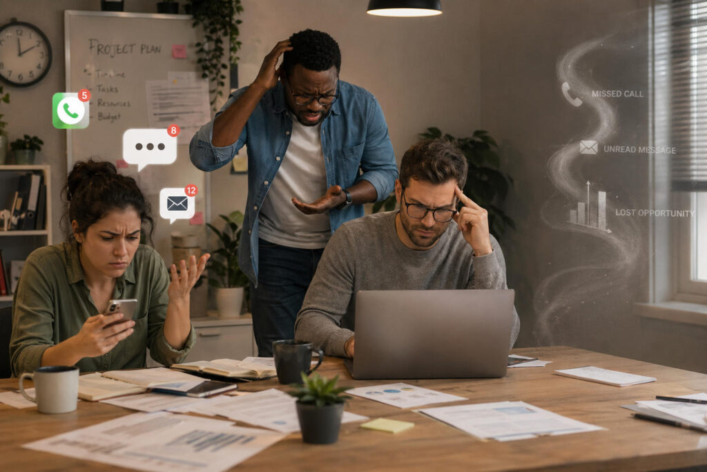 Co-workers overwhelmed at work in the office