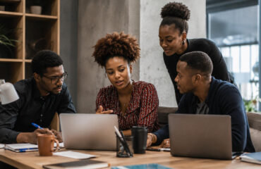 Collaborative meeting in a modern workspace