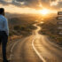 Solo traveller on the winding road