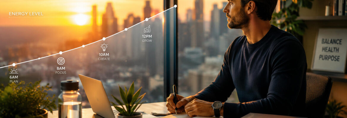 Morning productivity with a city view