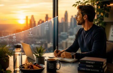 Morning productivity with a city view