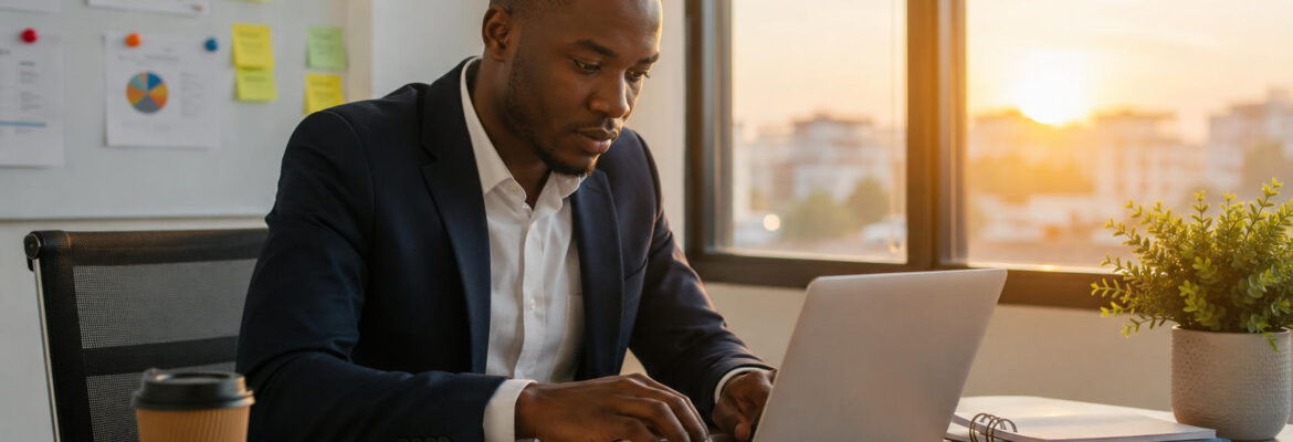 Focused professional in modern office