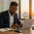 Focused professional in modern office
