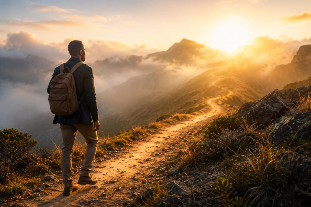 Golden Trail to Misty Peaks