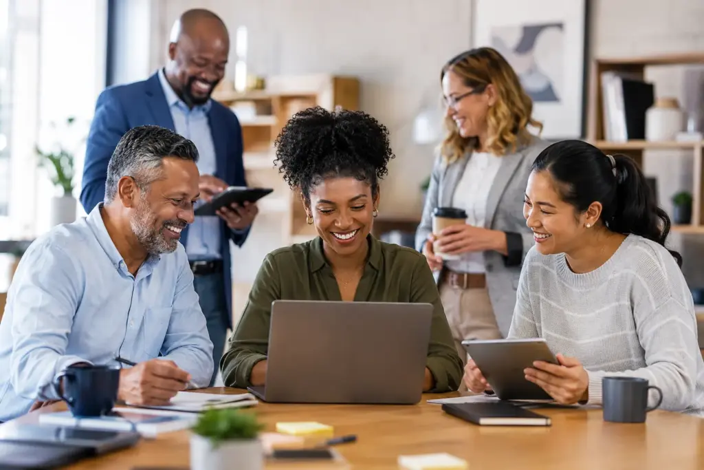 Happy Teamwork Around the Table