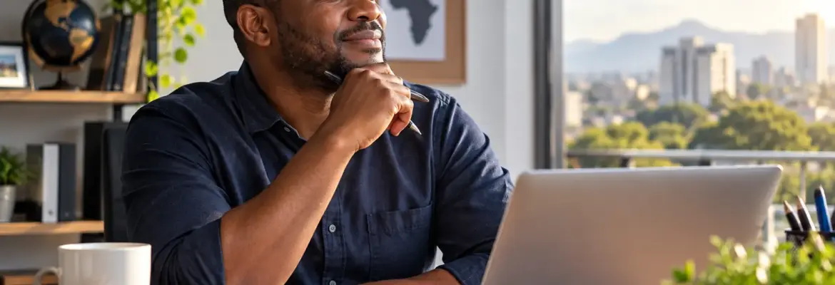 Thoughtful Entrepreneur at Home Desk