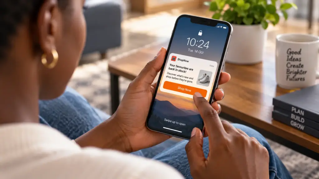ShopNow Notification in a Cosy Living Room